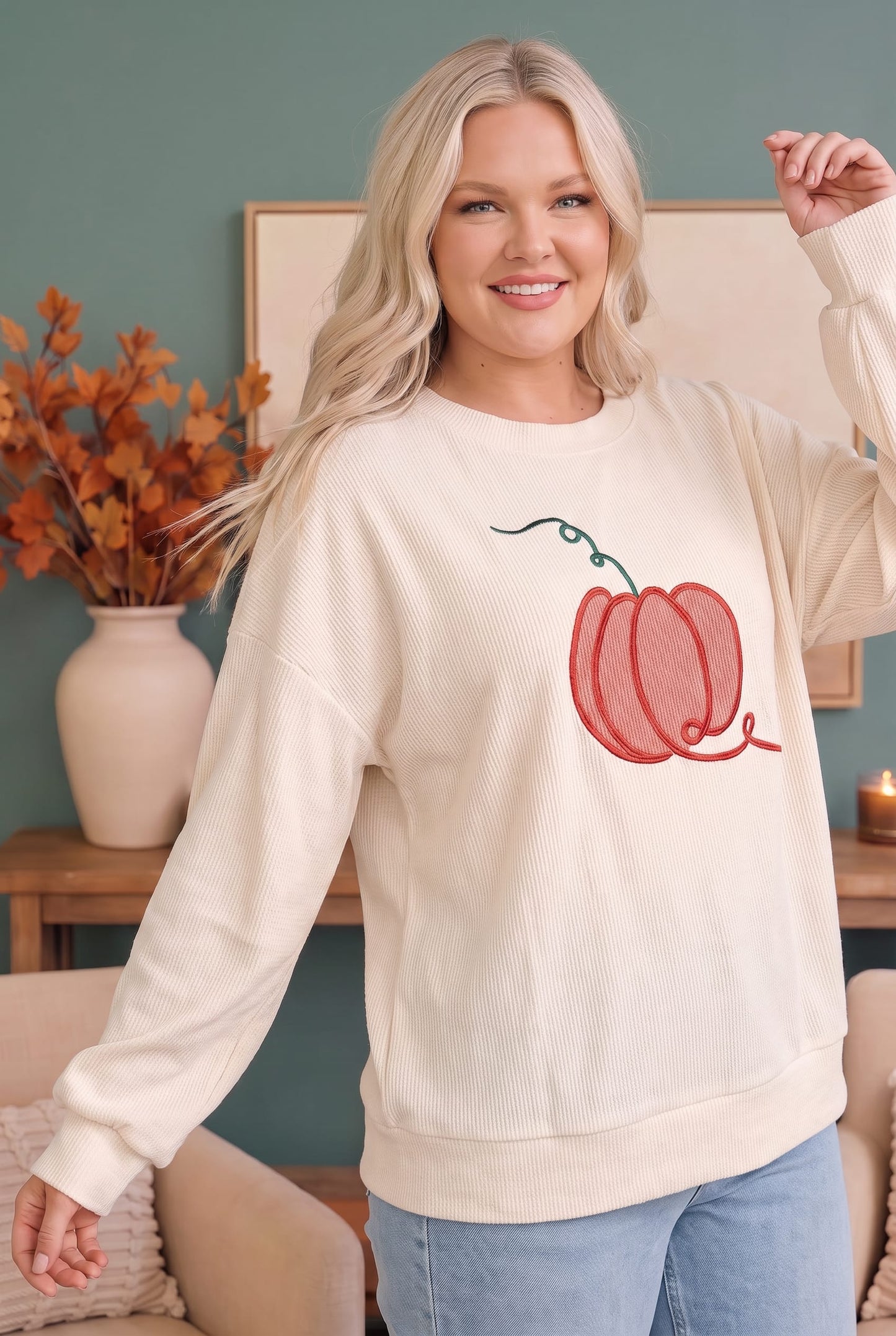 Pumpkin Patch Corded Sweatshirt