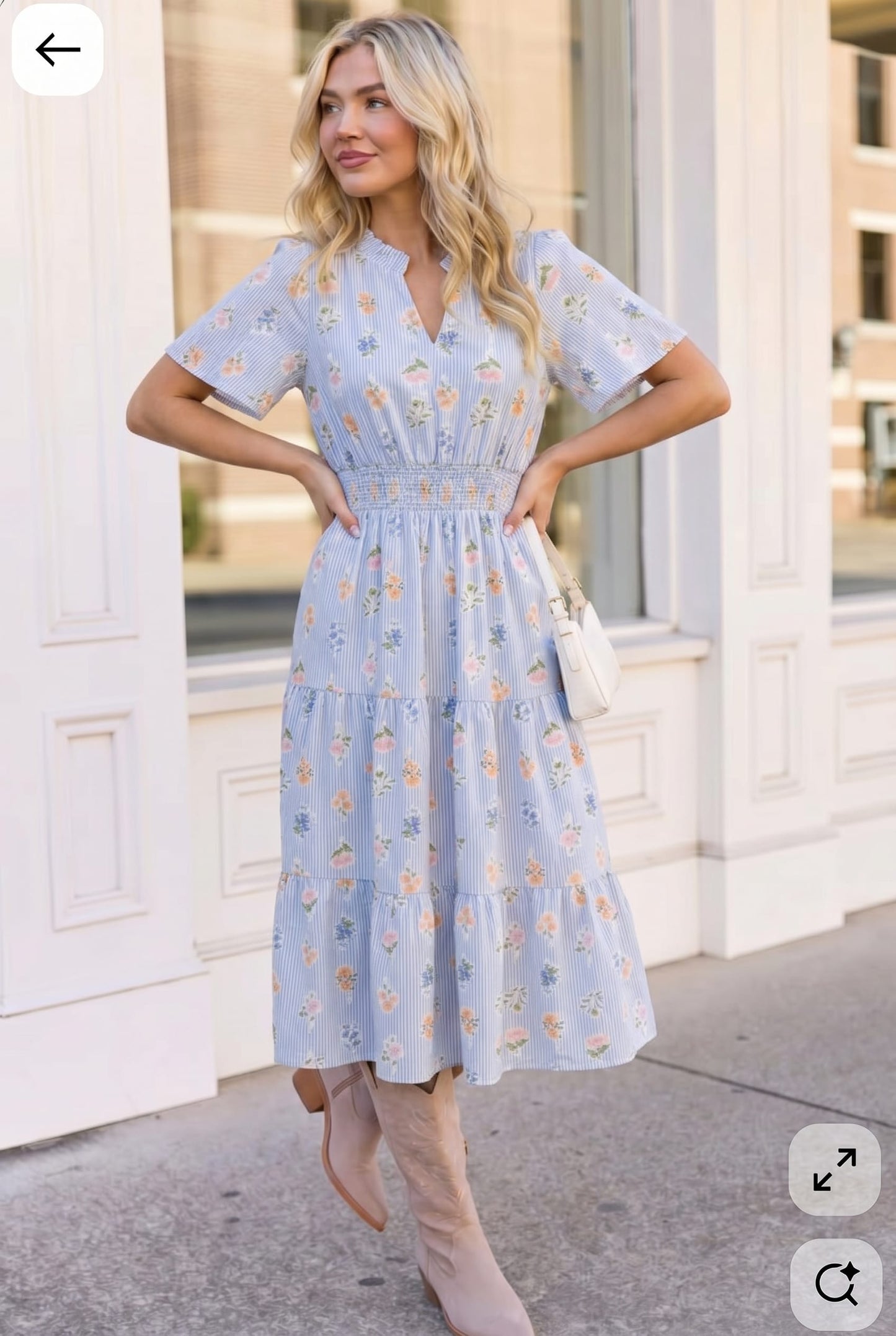 Flutter Into Late Summer Sweet Striped Floral Midi