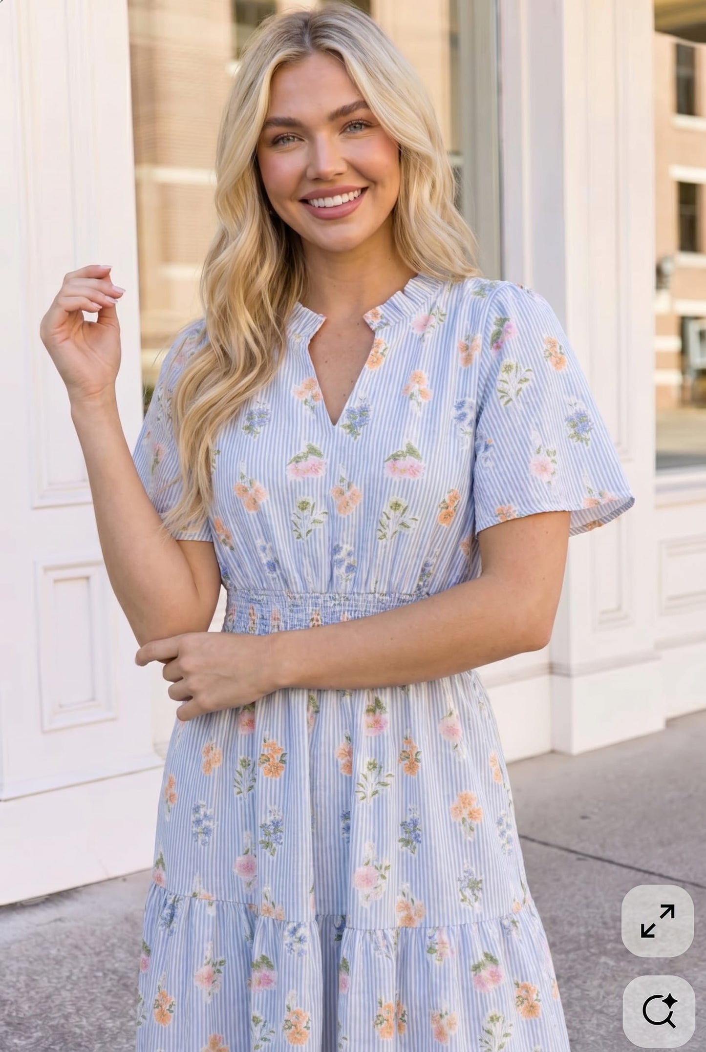 Flutter Into Late Summer Sweet Striped Floral Midi