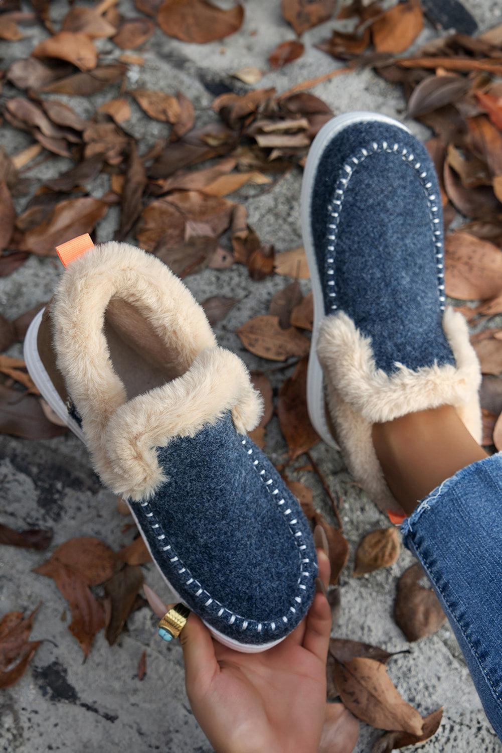 Carbon Grey Suede Stitching Patchwork Plush Lined Anklet Boots